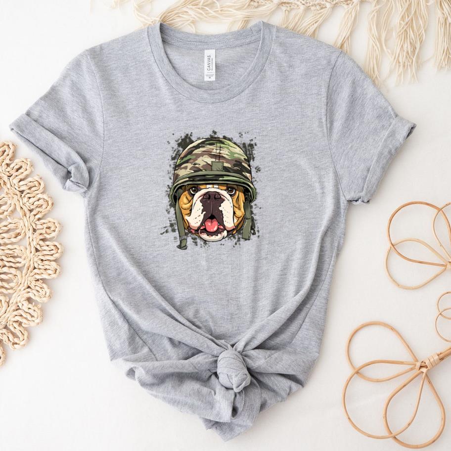 American Bulldog Soldier Veteran Dog T-Shirt