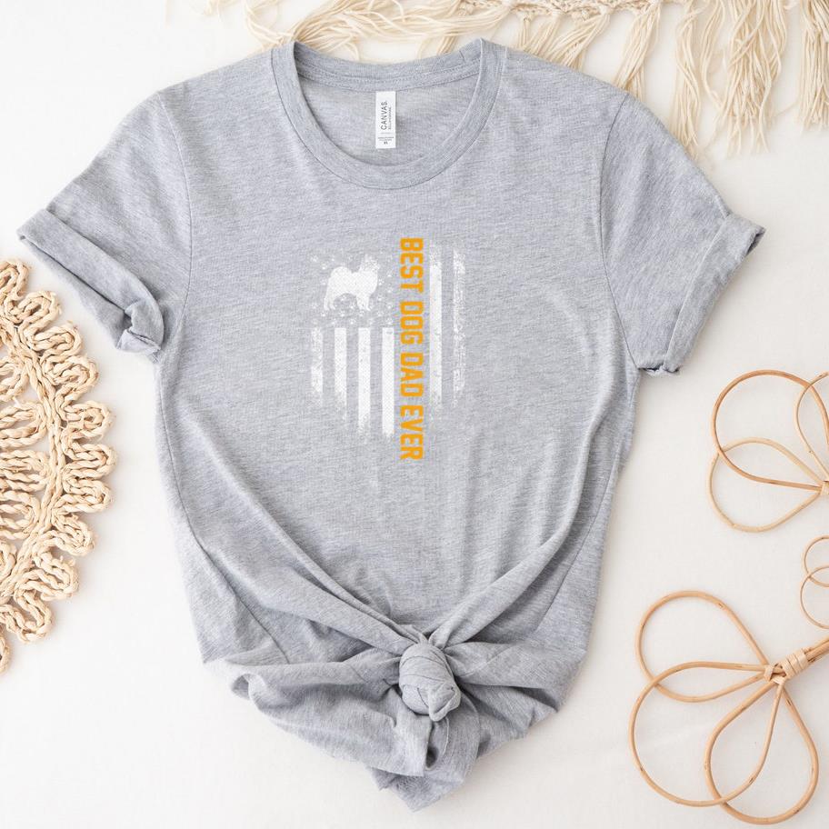 Best Pomeranian Dog Dad Ever American Flag T-Shirt