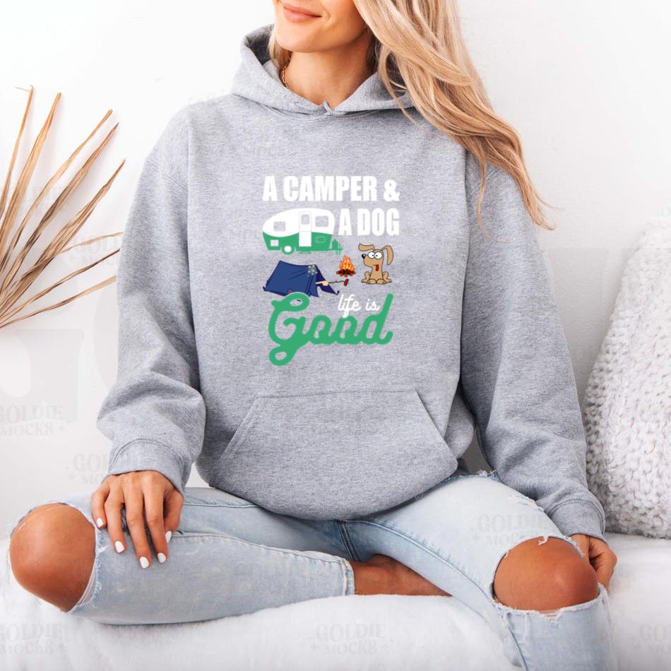 Camper And A Dog Life Is Good Camping Hoodie - Image 4