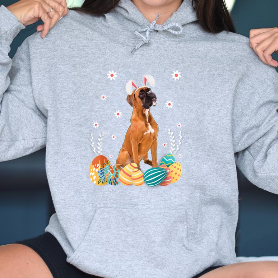 Cute Boxer Dog Easter Bunny Funny Dog Lover Hoodie - Image 3